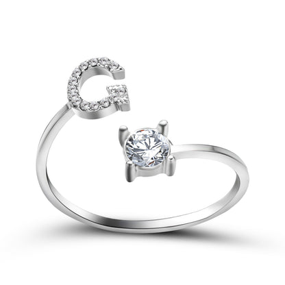 Adjustable 26 Initial Letter Ring – Elegant Fashion Jewelry for Women