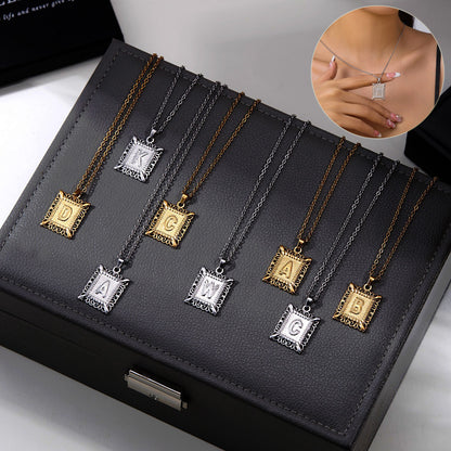 Initial Letter Necklace – Stainless Steel Alphabet Pendant