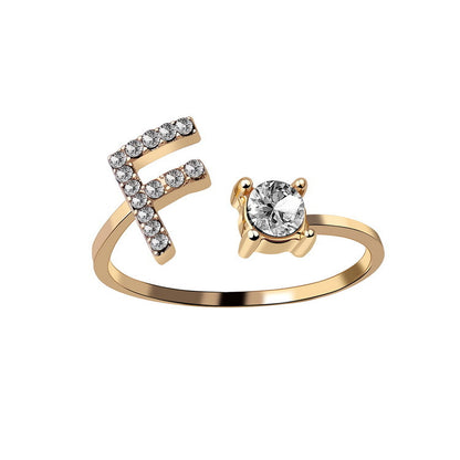 Adjustable 26 Initial Letter Ring – Elegant Fashion Jewelry for Women