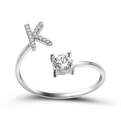 Adjustable 26 Initial Letter Ring – Elegant Fashion Jewelry for Women