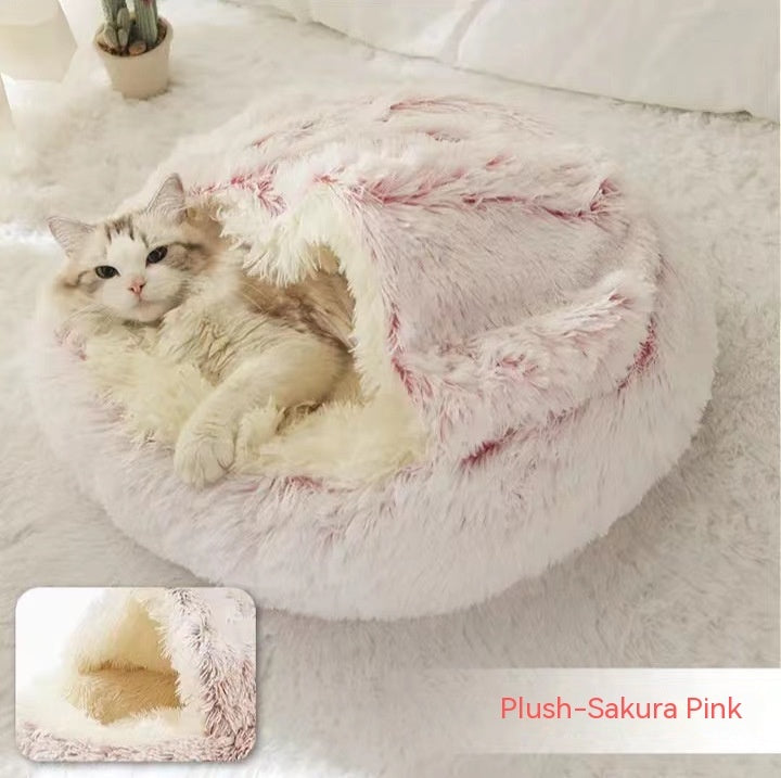 2 In 1 Dog & Cat Bed – Ζεστό Plush Κρεβάτι Κατοικιδίων για Χειμώνα