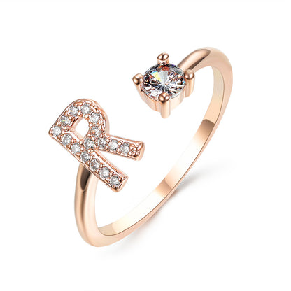 Adjustable 26 Initial Letter Ring – Elegant Fashion Jewelry for Women