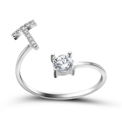 Adjustable 26 Initial Letter Ring – Elegant Fashion Jewelry for Women