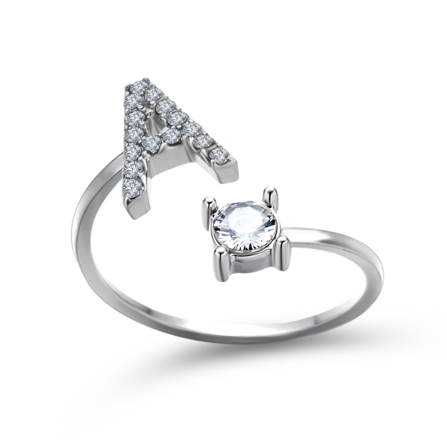 Adjustable 26 Initial Letter Ring – Elegant Fashion Jewelry for Women