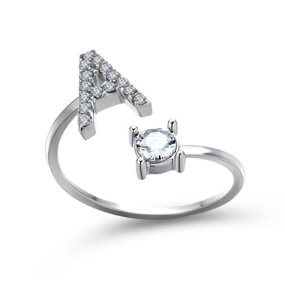 Adjustable 26 Initial Letter Ring – Elegant Fashion Jewelry for Women