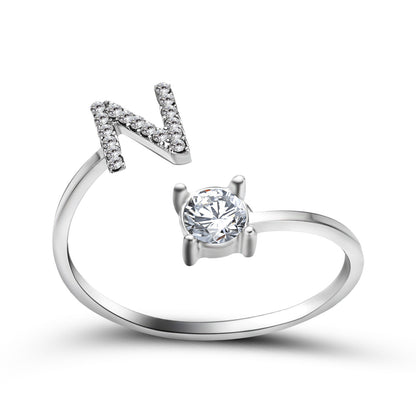 Adjustable 26 Initial Letter Ring – Elegant Fashion Jewelry for Women