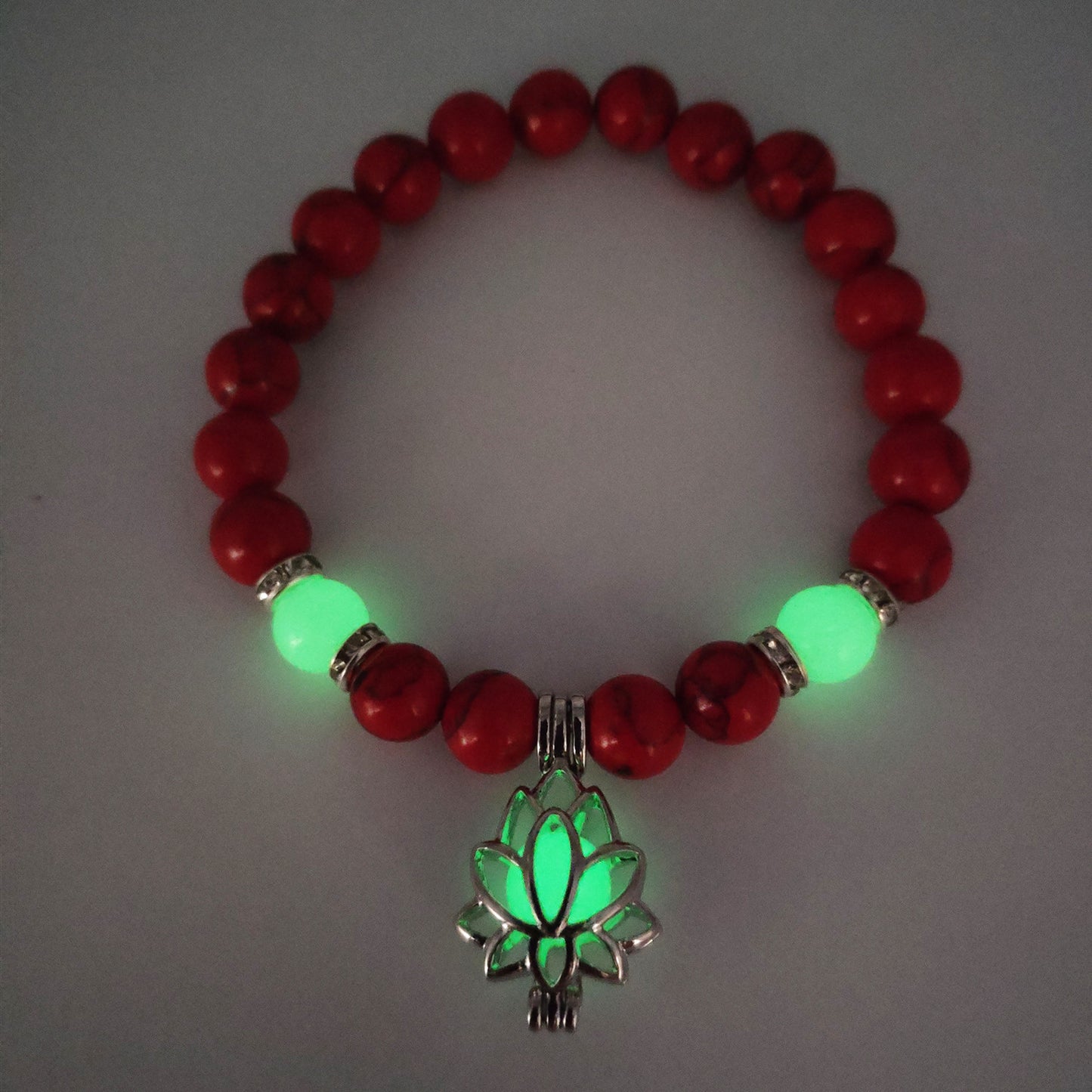 Energy Luminous Lotus Natural Stone Bracelet – Glow in the Dark Yoga & Healing Jewelry