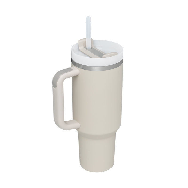 40oz Insulated Tumbler with Handle & Straw – Stainless Steel Travel Mug