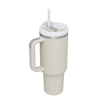 40oz Insulated Tumbler with Handle & Straw – Stainless Steel Travel Mug