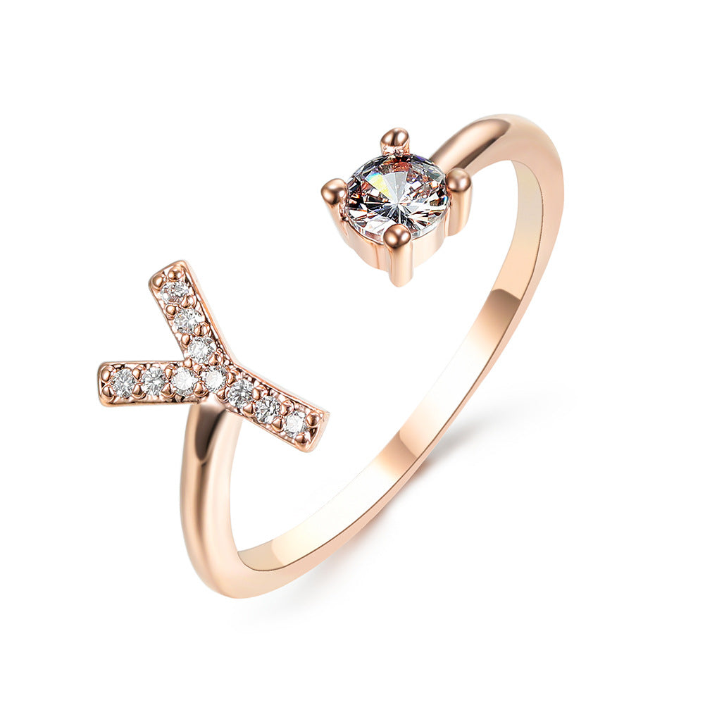 Adjustable 26 Initial Letter Ring – Elegant Fashion Jewelry for Women