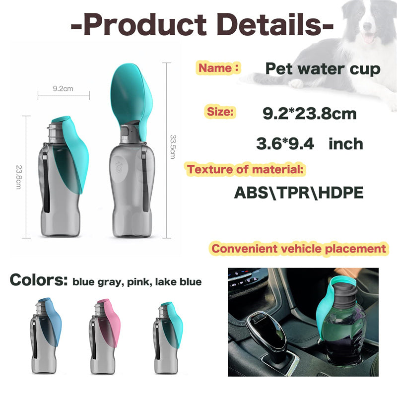 Portable Dog Water Bottle 800ml – Φορητό Παγούρι Νερού με Αναδιπλούμενο Μπολ