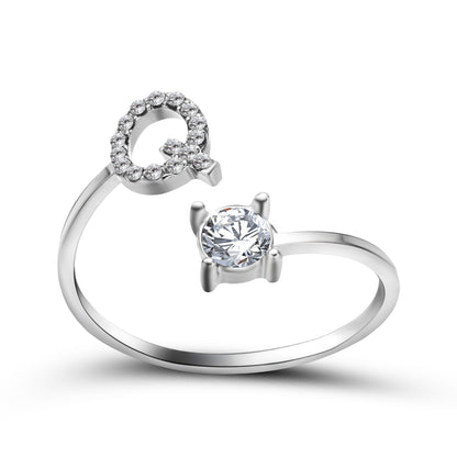 Adjustable 26 Initial Letter Ring – Elegant Fashion Jewelry for Women