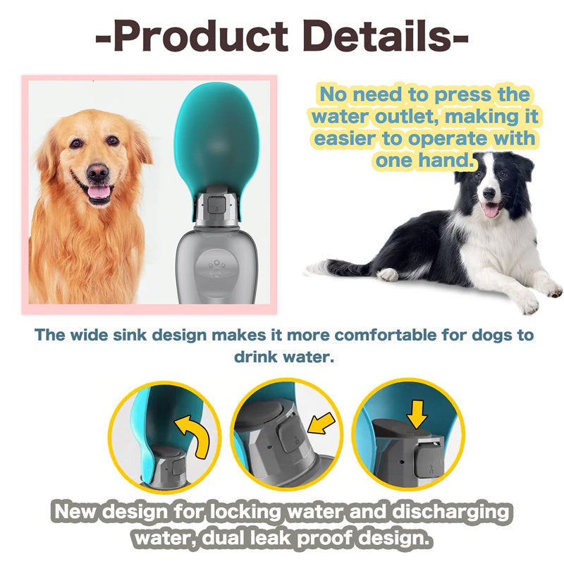 Portable Dog Water Bottle 800ml – Φορητό Παγούρι Νερού με Αναδιπλούμενο Μπολ