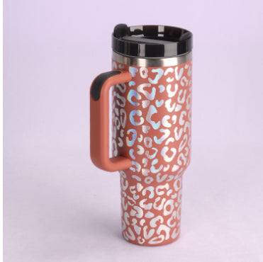 40oz Insulated Tumbler with Handle & Straw – Stainless Steel Travel Mug