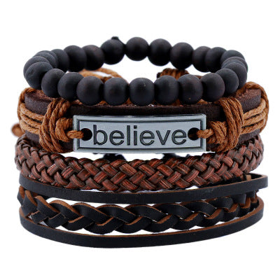 Believe Bracelet en cuir pour homme