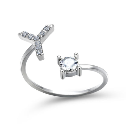 Adjustable 26 Initial Letter Ring – Elegant Fashion Jewelry for Women