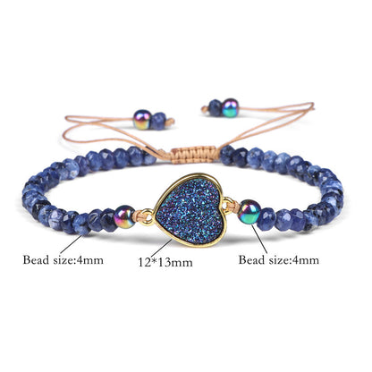 Bracelet tressé en pierre naturelle – Perles de quartz, corde ajustable