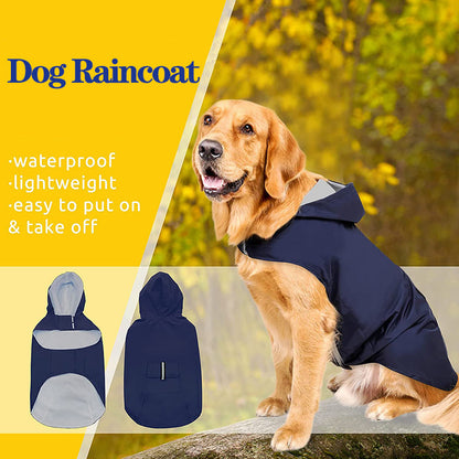 Reflective Large Dog Windproof Hooded Raincoat