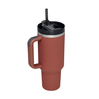 40oz Insulated Tumbler with Handle & Straw – Stainless Steel Travel Mug