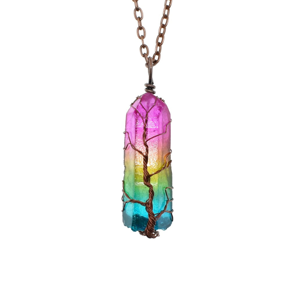 Tree Of Life Crystal Pendant Necklace – Κολιέ Δέντρο της Ζωής με Φυσική Πέτρα