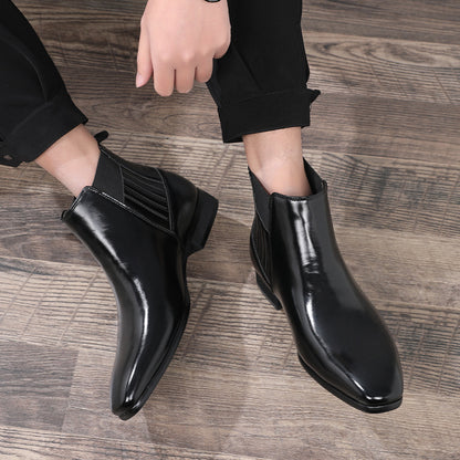 Pointed Toe Chelsea-Style Boots for Men – British Fashion Business Formal Leather Shoes