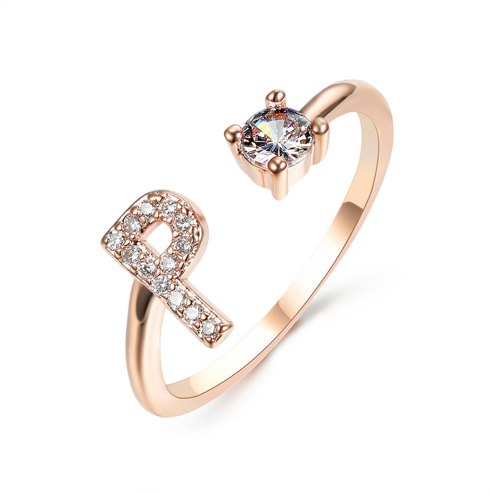 Adjustable 26 Initial Letter Ring – Elegant Fashion Jewelry for Women