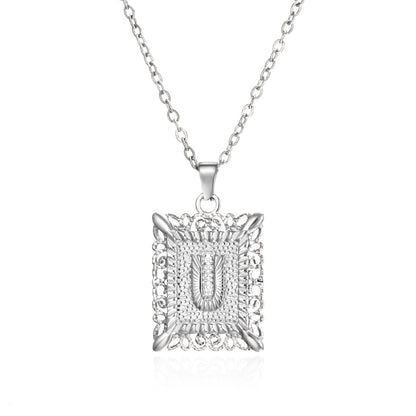 Initial Letter Necklace – Stainless Steel Alphabet Pendant