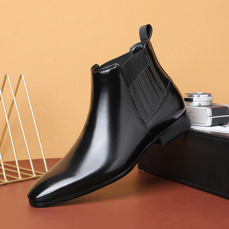 Pointed Toe Chelsea-Style Boots for Men – British Fashion Business Formal Leather Shoes