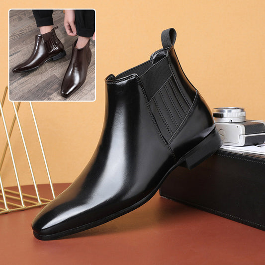 Pointed Toe Chelsea-Style Boots for Men – British Fashion Business Formal Leather Shoes