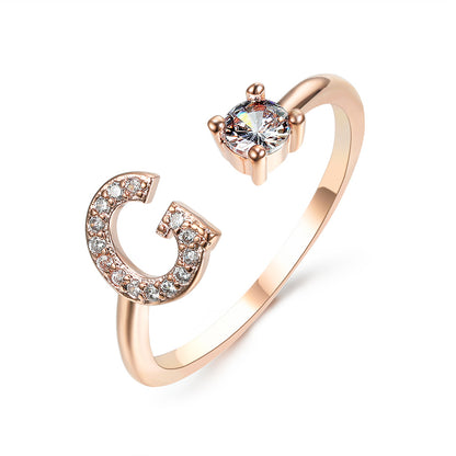 Adjustable 26 Initial Letter Ring – Elegant Fashion Jewelry for Women