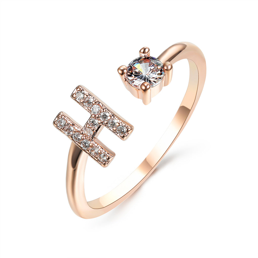 Adjustable 26 Initial Letter Ring – Elegant Fashion Jewelry for Women
