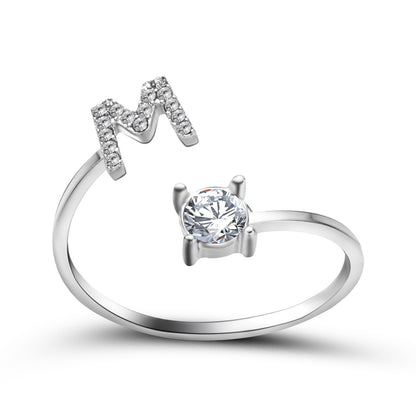 Adjustable 26 Initial Letter Ring – Elegant Fashion Jewelry for Women