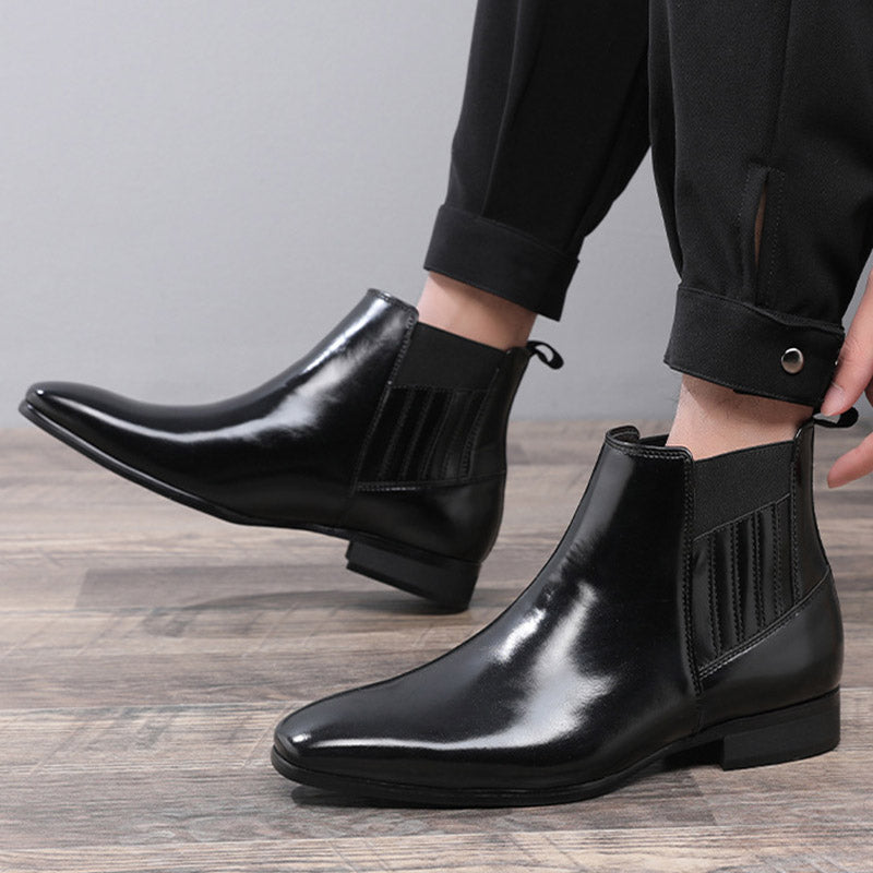 Pointed Toe Chelsea-Style Boots for Men – British Fashion Business Formal Leather Shoes