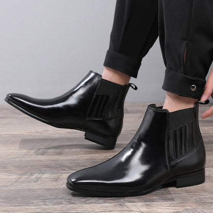 Pointed Toe Chelsea-Style Boots for Men – British Fashion Business Formal Leather Shoes