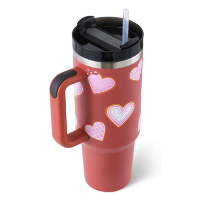 40oz Insulated Tumbler with Handle & Straw – Stainless Steel Travel Mug