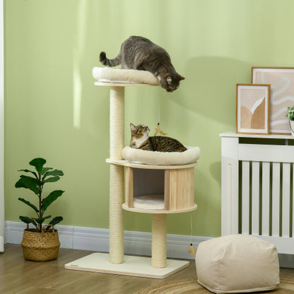 PawHut 3-Level Cat Tree – Sisal Scratching Posts, Soft Cushions & Play Area