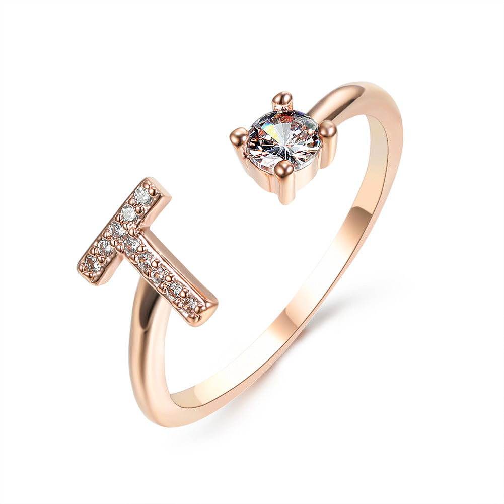 Adjustable 26 Initial Letter Ring – Elegant Fashion Jewelry for Women