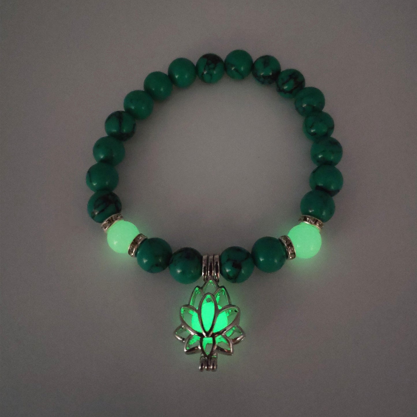 Energy Luminous Lotus Natural Stone Bracelet – Glow in the Dark Yoga & Healing Jewelry