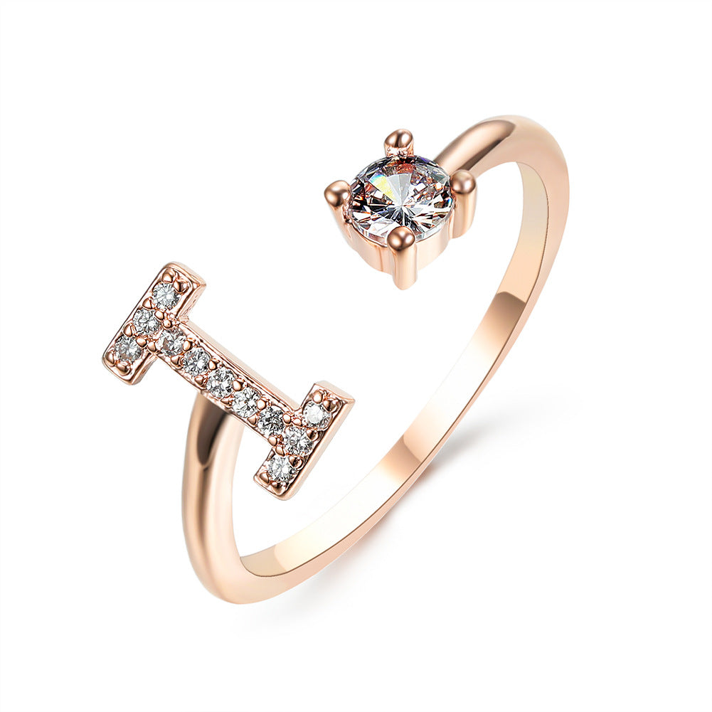 Adjustable 26 Initial Letter Ring – Elegant Fashion Jewelry for Women