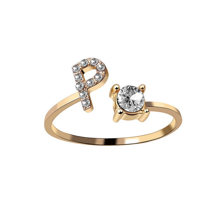 Adjustable 26 Initial Letter Ring – Elegant Fashion Jewelry for Women