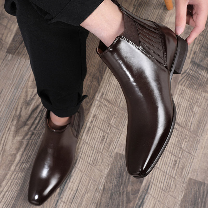 Pointed Toe Chelsea-Style Boots for Men – British Fashion Business Formal Leather Shoes