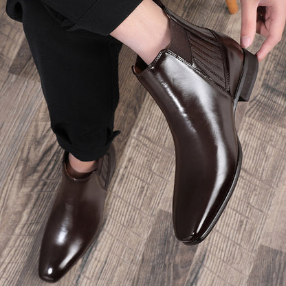 Pointed Toe Chelsea-Style Boots for Men – British Fashion Business Formal Leather Shoes