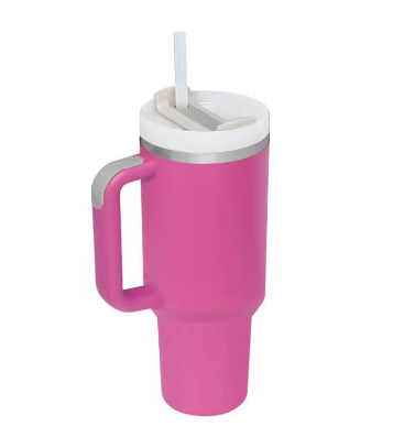 40oz Insulated Tumbler with Handle & Straw – Stainless Steel Travel Mug