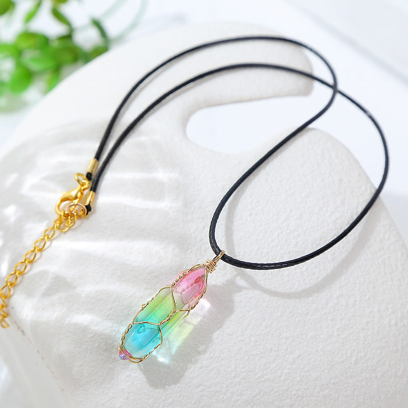Women's Transparent Geometric Crystal Necklace – Elegant Diamond Style Jewelry