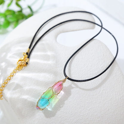 Women's Transparent Geometric Crystal Necklace – Elegant Diamond Style Jewelry