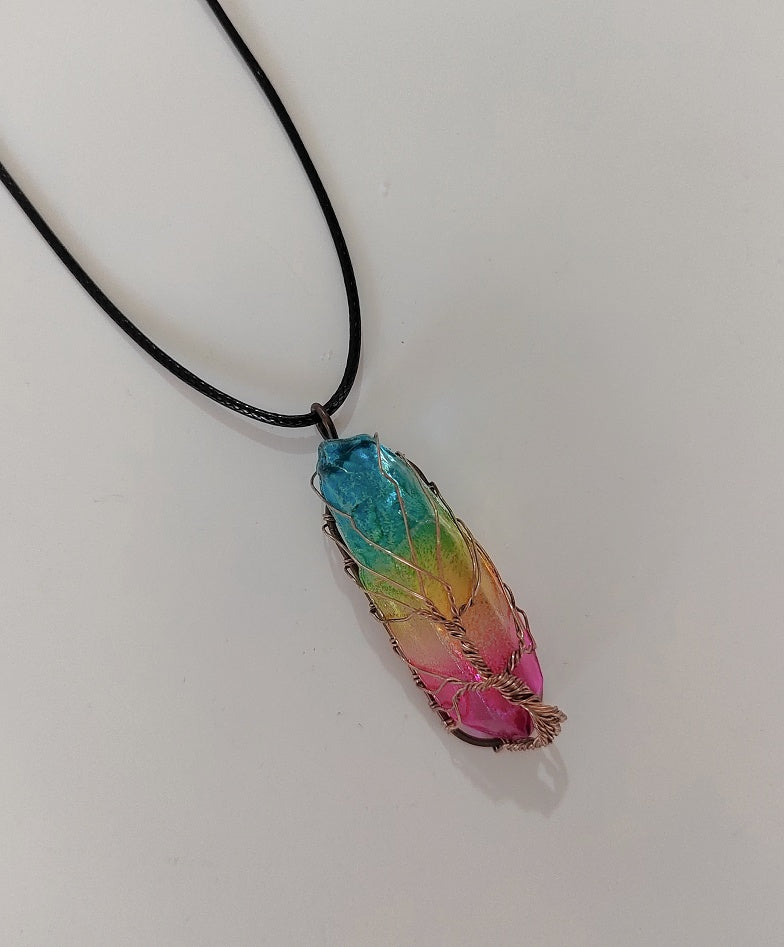 Tree Of Life Crystal Pendant Necklace – Κολιέ Δέντρο της Ζωής με Φυσική Πέτρα