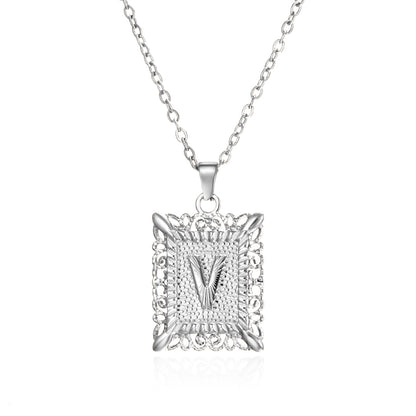 Initial Letter Necklace – Stainless Steel Alphabet Pendant