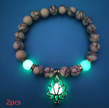 Energy Luminous Lotus Natural Stone Bracelet – Glow in the Dark Yoga & Healing Jewelry
