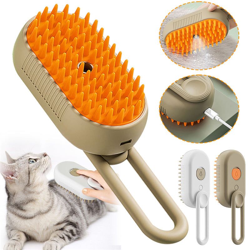 Cat Steam Brush 3-in-1 – Ηλεκτρική Βούρτσα Περιποίησης για Γάτες & Σκύλους