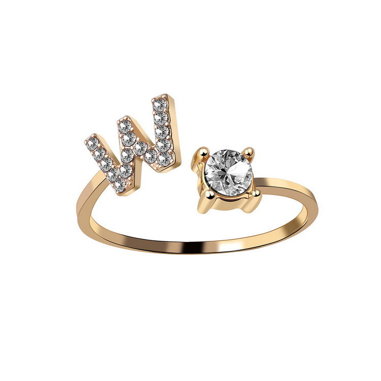 Adjustable 26 Initial Letter Ring – Elegant Fashion Jewelry for Women